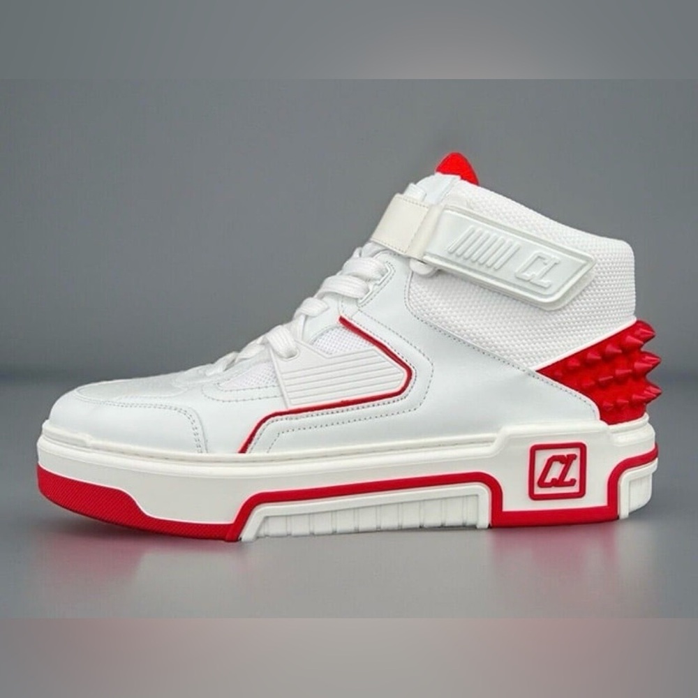 CHRISTIAN LOUBOUTIN Astroloubi Leather and Textile Mid-Top Sneaker EU 50 - US 17